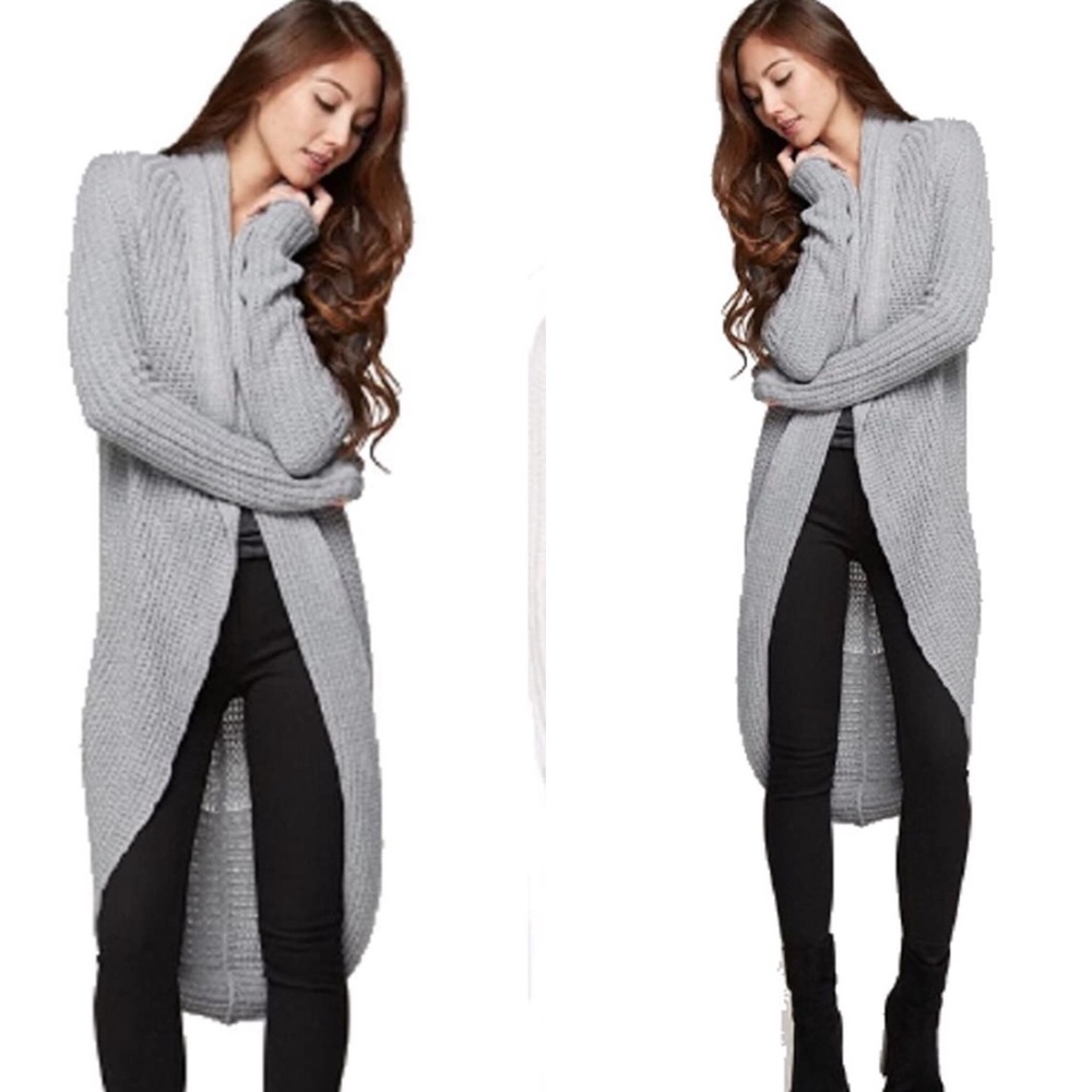 Love Stitch Gray Convertible Long Cardigan